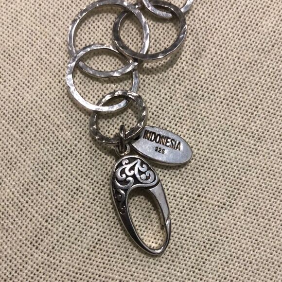 LOIS HILL Sterling Silver Faceted Green Amethyst Hammered Open Link Necklace - Picture 9 of 17